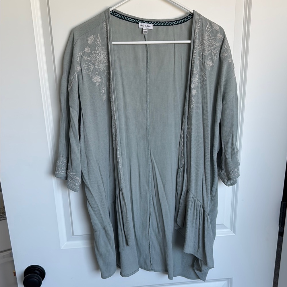 Love, Fire Women's Embroidered Cardigan - Sage Green